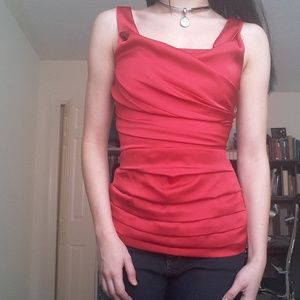 Hot pink satin bodycon top